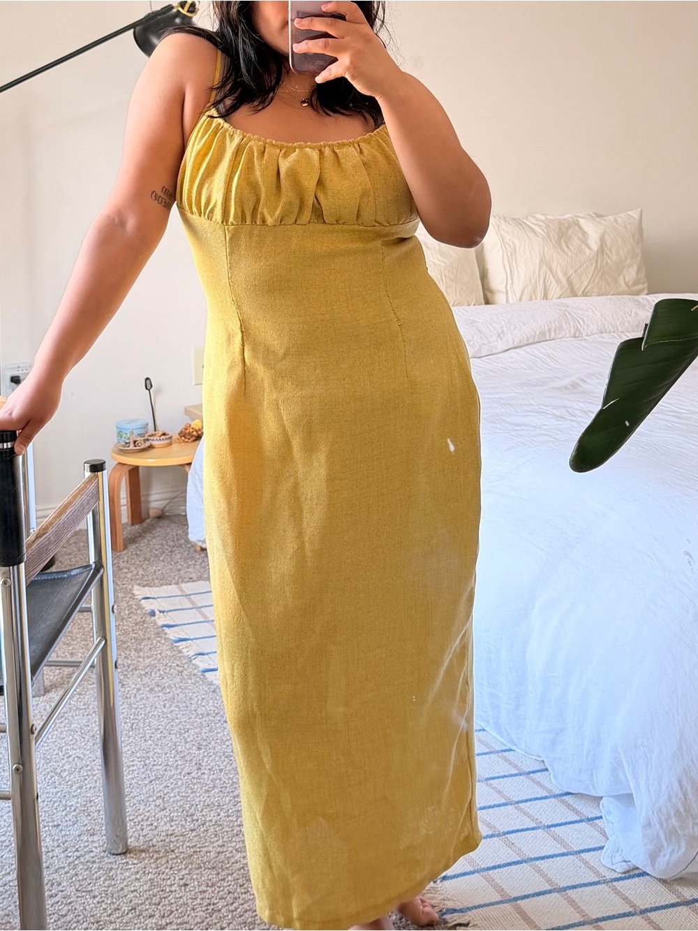 PrettyLittleThing Mustard Midi Dress